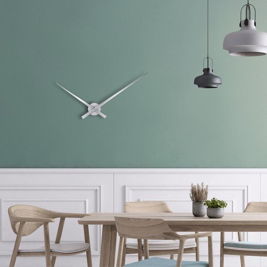 NeXtime Hands Wandklok - 85 cm - Aluminium - Zilver - 2269ZI