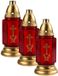 Cosy&Trendy Grafkaars/gedenklicht met deksel - 3x stuks - rood/goud - 11 x 24 cm - 3 dagen brandtijd