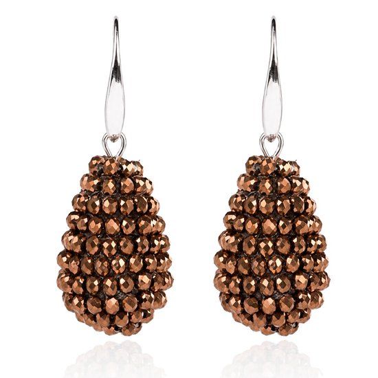 Cilla Jewels Druppel oorhangers Kristal Brons