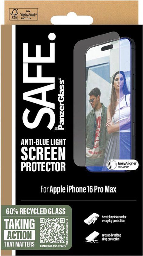 PanzerGlass SAFE by PanzerGlass EyeScreenprotector Ultra Wide Fit met applicator geschikt voor Apple iPhone 16 Pro Max