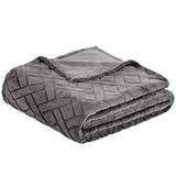 Amazon Basics Fleece plaid, met stiksel, grijs, 150 x 200 cm