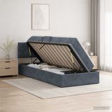 vidaXL LED opbergbed met matras Donkergrijs 90 x 190 cm Fluweel
