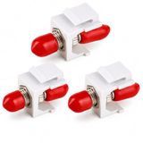 1aTTack.de 3x glasvezel keystone-connectoren OM1, OM2, OM3, OM4 (UPC of PC) ST-simplex female naar ST-simplex female multimode rood