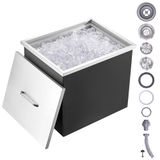 VEVOR Drop in Ice Chest, RVS Ice Cooler, Commerciële Ijsbak met scharnierende Cover, Outdoor Keuken Ice Bar, Afvoerpijp en Afvoerplug Inbegrepen, voor Koude Wijn Bier
