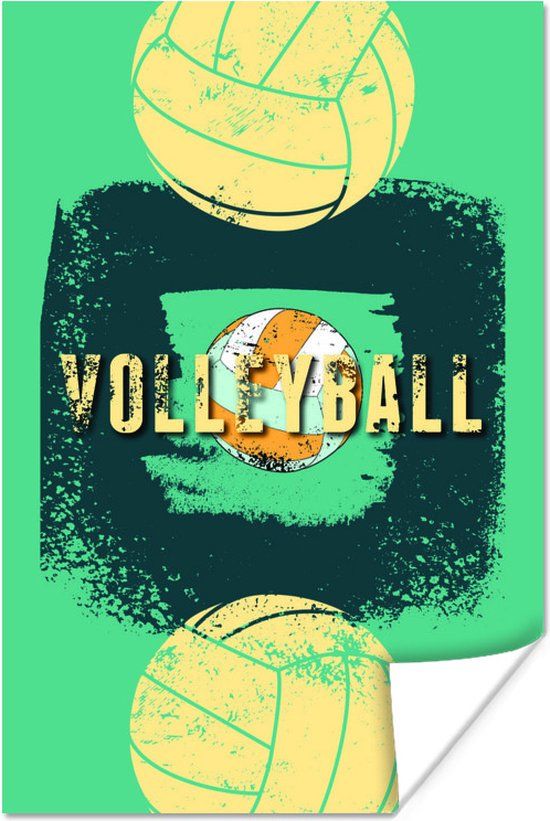 PosterMonkey Poster Volleybal illustratie met quote ''volleyball'' - 20x30 cm