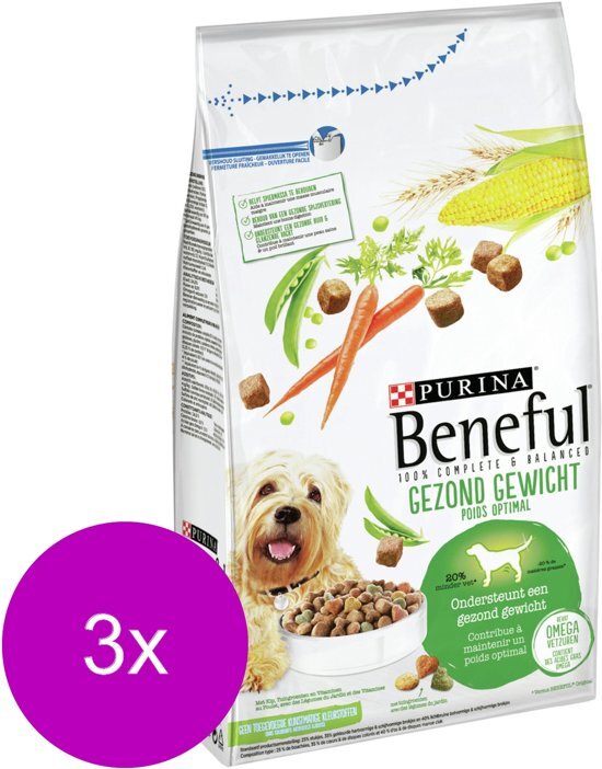 BENEFUL Gezond Gewicht Kip&Rijst - Hondenvoer - 3 x 1.5 kg