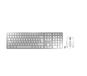 CHERRY DW 9100 SLIM, draadloze toetsenbord- en muisset, Belgische lay-out (AZERTY), Bluetooth & 2,4 GHz radio, stille toetsen, oplaadbaar, wit-zilver