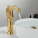 Lumehelbed Handels GmbH Robinet de salle de bain avec motif cygne, laiton antique, bronze, forme de cygne, un levier, un trou, robinet de lavabo haut, mitigeur pour montage en applique