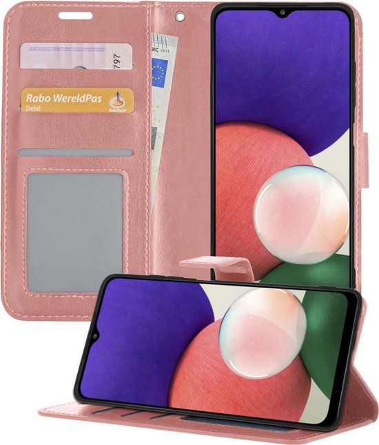 Samsung Galaxy A22 4G Book Case - Rose Gold