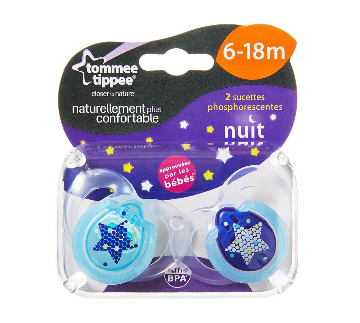 Tommee Tippee Fopspeen Nacht 6-18m - 2 stuks - Mixte