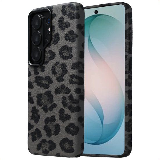 Selencia Sabi Backcover Panterprint met MagSafe voor de Samsung Galaxy S26 Ultra - Midnight Black