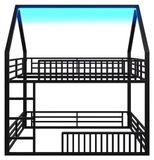 StarTech Hoogslaper met trap - Bed 140 x 200 cm - Veiligheidshek - Geïntegreerde LED-verlichting - Robuuste constructie - Zwart