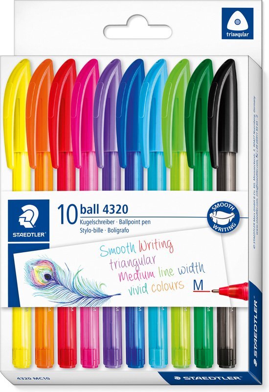 STAEDTLER ball driekantige balpen set 10 kleuren