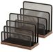 OEM Bureauorganizer, 3 compartimenten, metaal en hout, 2 stuks