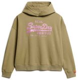 Superdry Vintage Logo Strass Hoodie Dames Dark Sage Green