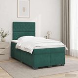vidaXL Boxspringbed met matras, donkergroen, 120 x 200 cm, fluweel