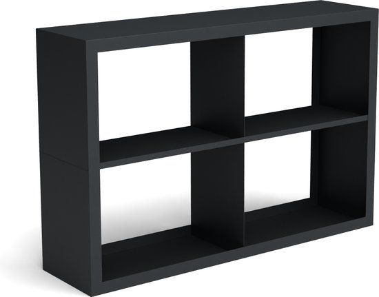 Geroba Beltza Zwarte Houtopslag Onderverdeling 4 Vakken 1500x385x1000 mm