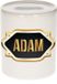 Bellatio Decorations Shoppartners Bv Spaarpot met voornaam Adam - wit - met goud/zwart embleem - 8 x 9 cm - keramiek - met afsluitdop - cadeau verjaardag