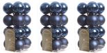 Merkloos Decoris kleine kerstballen - 48x st - donkerblauw - 4 cm - kunststof