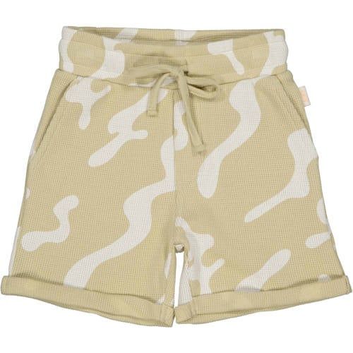 QPI Mini regular waist sweatshort beige met textuur