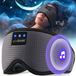 Masque de sommeil avec oreilles, Bluetooth V5.4, coussin respirant pour femmes et hommes, housse en coton lavable avec microphone, convient aux voyages/yoga/méditation