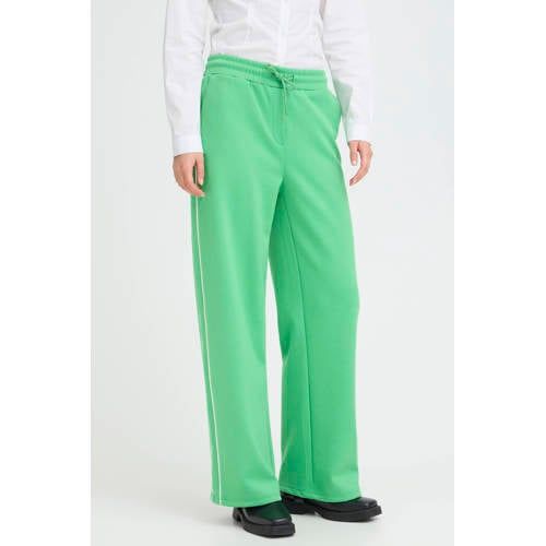 ICHI wide leg regular waist broek groen
