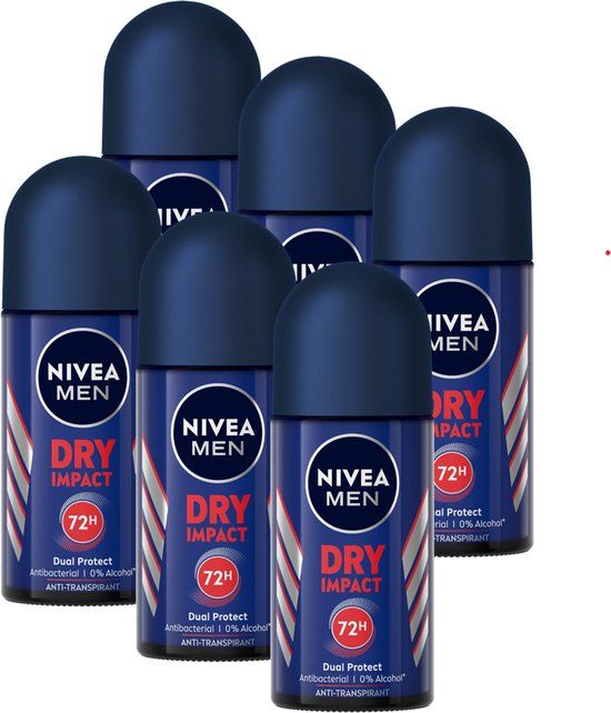 NIVEA MEN Dry Impact Anti-Transpirant Deo Roller - 6 x 50ml - Voordeelverpakking