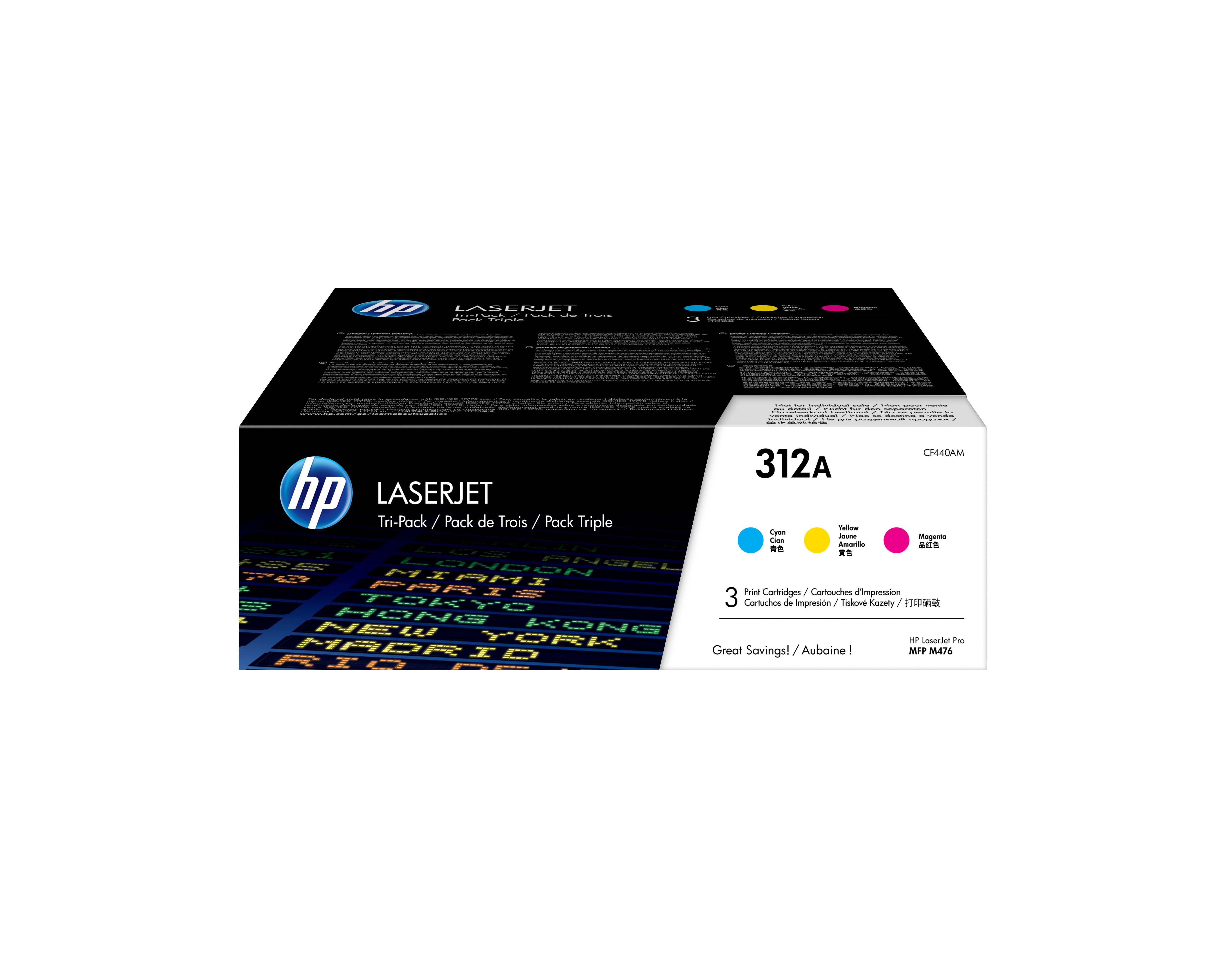 HP 312A Toner Cartridge 3-Pack - Cyan/Magenta/Yellow - Original