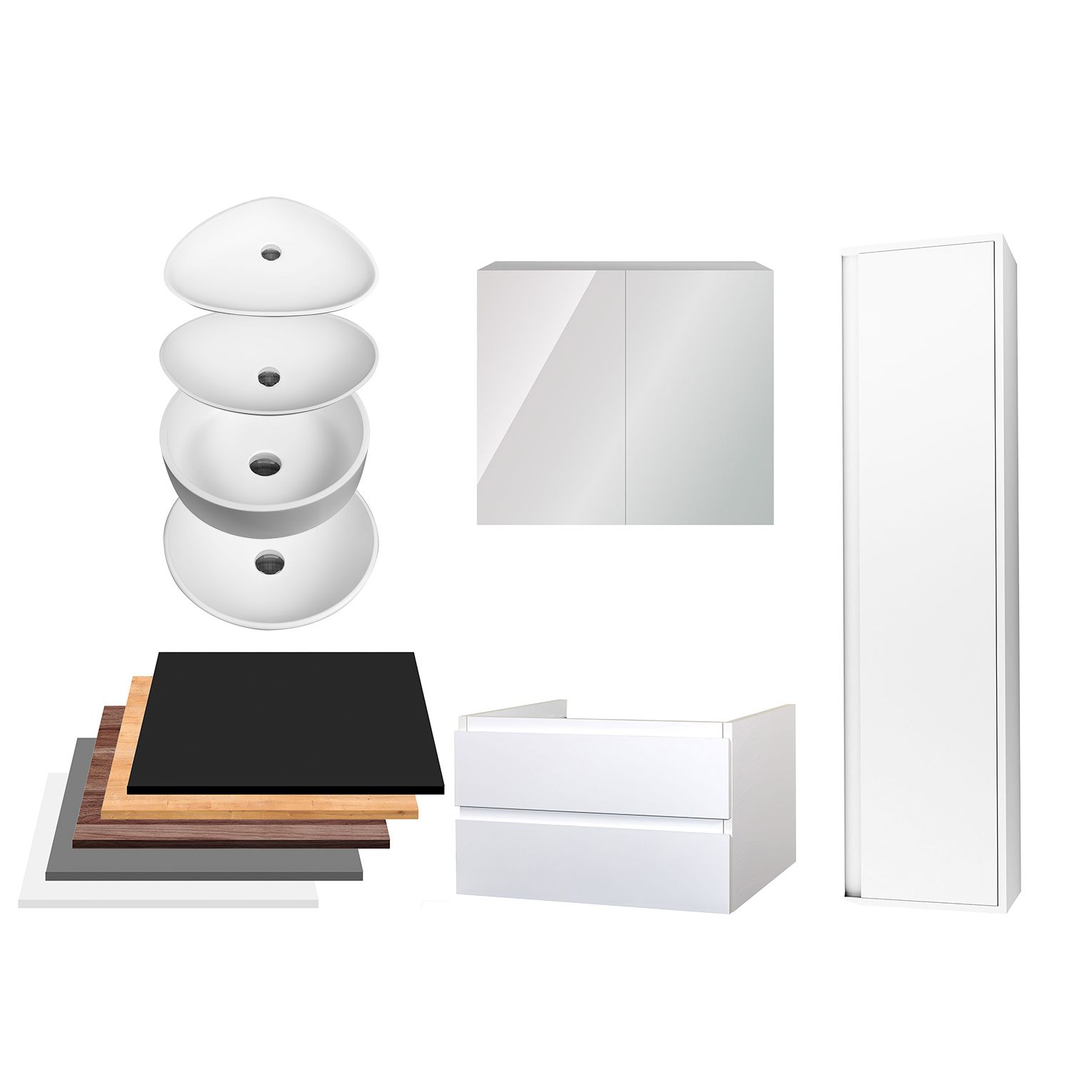 Boss & Wessing Badkamermeubelset boss & wessing sally 100 cm twee soft-close lades met waskom mat wit