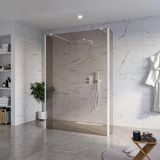 Fortifura Galeria Vrijstaande Inloopdouche - 140x200cm - Rookglas - antikalk - 8mm veiligheidsglas - 2 zijwanden - 40cm - wandsteunen en hoekprofielen - mat wit