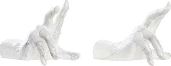 DKD Home Decor Hars Marmer Handen Boekensteun - Wit - 20,5 x 14 x 15,5 cm