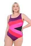 Ulla Popken Badeanzug Fabienne, One-shoulder, Colourblock dames Zwempak uit één stuk
