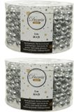 Kaemingk B.V. 2x stuks kralenslinger kerstboom slingers/guirlandes zilver 5 meter x 1,4 cm