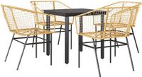vidaXL 5-delige Tuinset Poly Rattan Glas Bruin