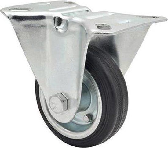 Wagner Soft Bokrol, diameter 80 mm, bouwhoogte 105 mm, stalen velg verzinkt, massief rubber, schroefplaat 85 x 105 mm, draagkracht 60 kg