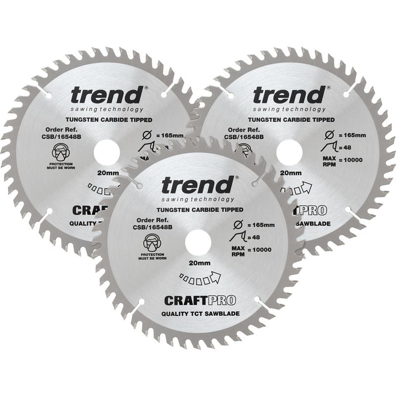 Trend Circular Saw Blades Set 165x20x2.2mm 48T (3 Pieces)