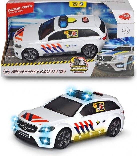 Dickie Toys Mercedes-AMG E43 SOS Nederlandse Politiewagen - 30 cm - Licht & Geluid - Speelgoedvoertuig
