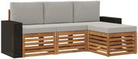 vidaXL - Acacia Houten Loungeset Bank 4-Zits Naturel en Lichtgrijs