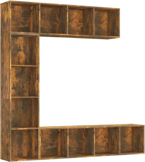 vidaXL 3-delige boekenkast- / tv-meubelset 180x30x180 cm gerookt eiken