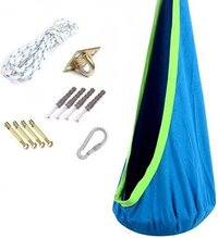 Cocoon hangstoel - hangmat blauw - katoen - 120 kg