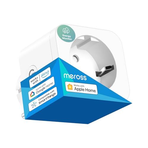 Meross WLAN stopcontact werkt met Apple HomeKit, Smart stopcontact met stroommeting 16A, compatibel met Alexa, Google Home, Smart Home stopcontact met spraakbediening, app afstandsbediening en timer