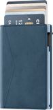 Prowallet Slim - Blauw - Pasjeshouder voor 8 pasjes en briefgeld - Uitschuifbaar - RFID Creditcardhouder - Kaarthouder Portemonnee, Premium Pashouder voor Mannen & Vrouwen - Aluminium, Kunstleer - Incl. Luxe Cadeaubox