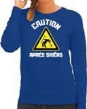 Bellatio Decorations Apres ski sweater dames - apres ski waarschuwing - blauw - winter XXL