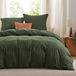 TRANKIELO® - Ensemble de literie 200 x 200 cm - Polyester doux, 3 pièces - Vert olive - Respirant et avec fermeture éclair