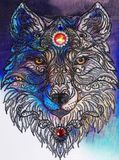 Diamantmozaïek loup rouge 36x46 cm
