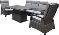 Dallas fauteuil bank loungeset 4-delig verstelbaar antraciet