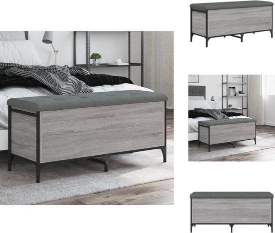 vidaXL Opbergbankje - 102x42x45 cm - Bewerkt Hout - Grijs Sonoma Eikenkleur