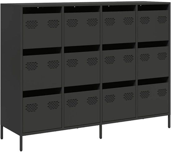 vidaXL Dressoir - 135x39x103,5 cm - Koudgewalst Staal - Zwart
