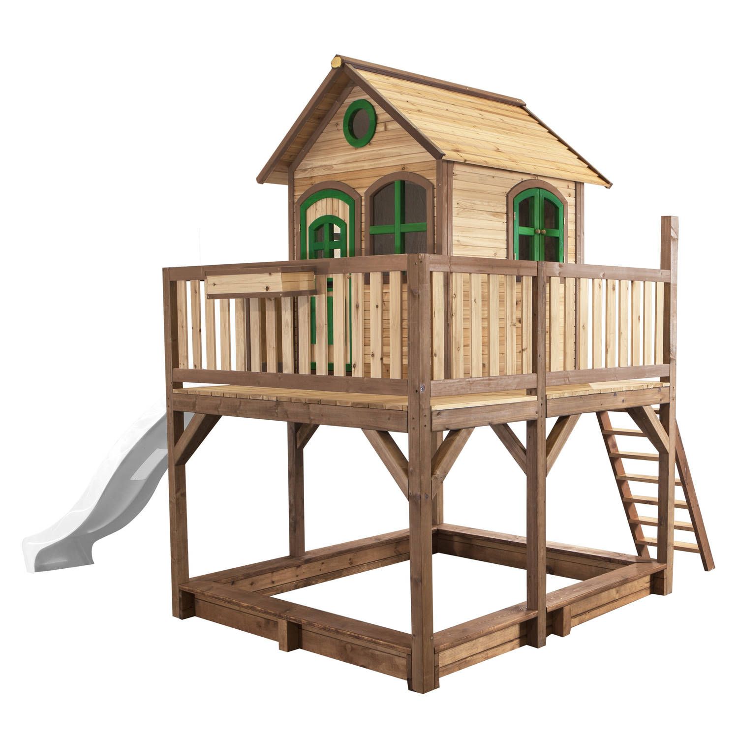 AXI Classic Liam Speelhuis Bruin/groen - Witte Glijbaan - Hout - 3+ jaar