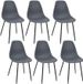 HOME DECO FACTORY Lot de 6 Chaises Gustav – Gris, L 53 cm x l 44 cm x H 87 cm, Hauteur d'Assise 45 cm
